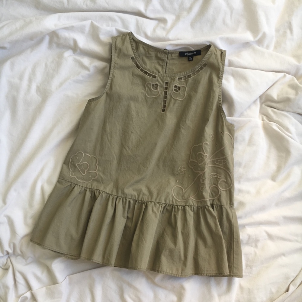Madewell olive peplum tank